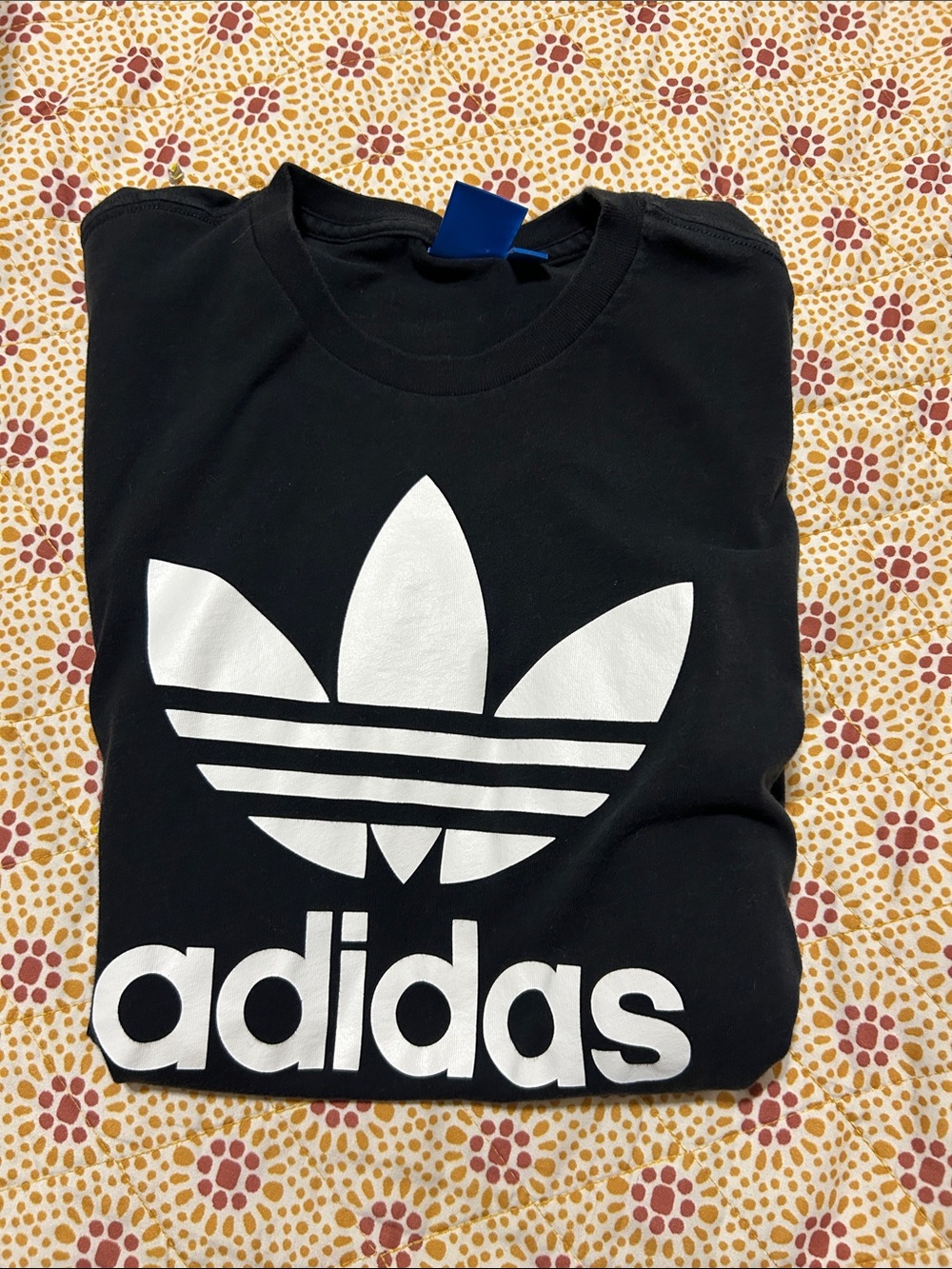 adidas Black Tee with White Trefoil Graphic